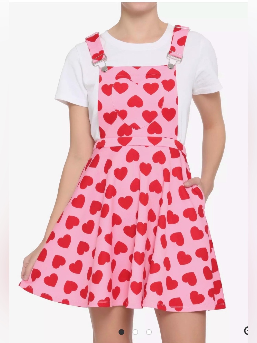 Hot Topic Pink Overall with Red Heart Skirtall